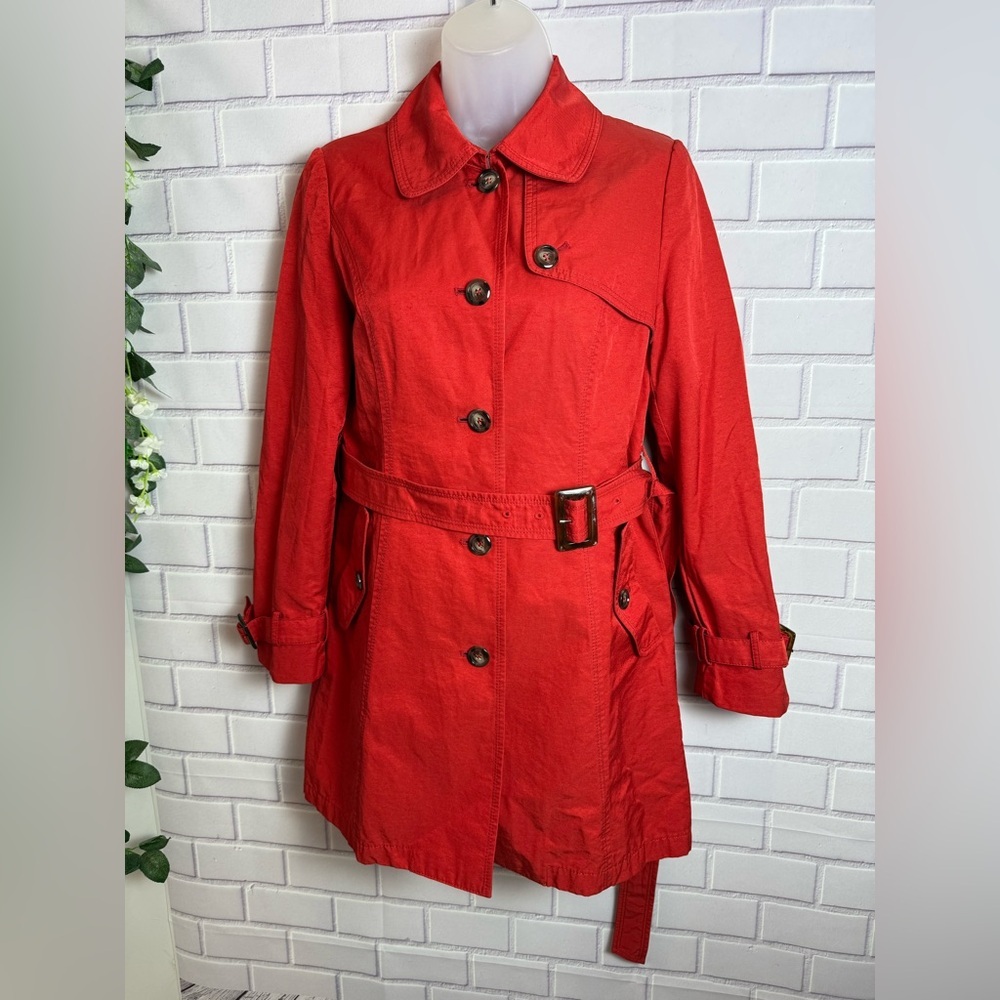 Compagna Red Belted Trench Coat Women's Size S